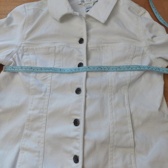 Geoffrey Beene Sport Women's White Stretch Structured Jean Jacket Size L - Picture 10 of 13